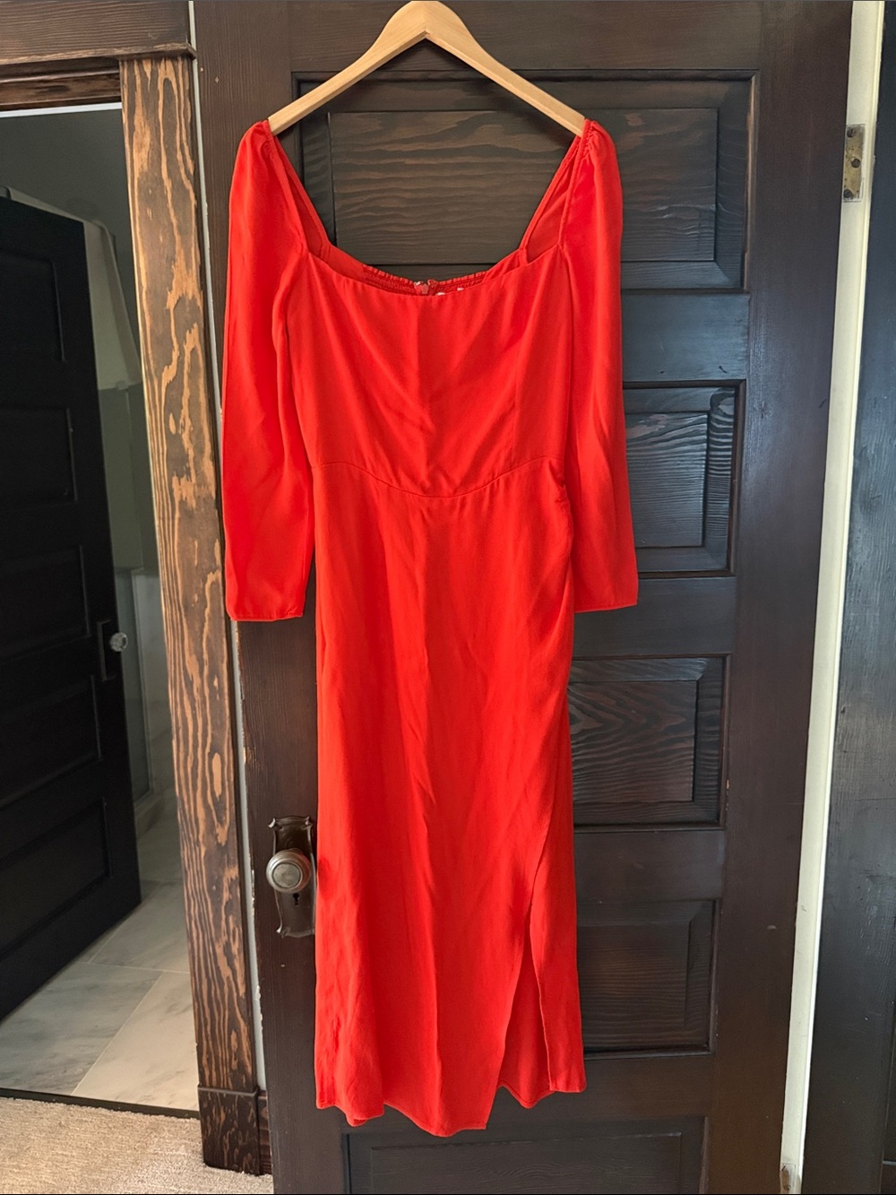 Reformation Red Scoop-Neck Midi Dress